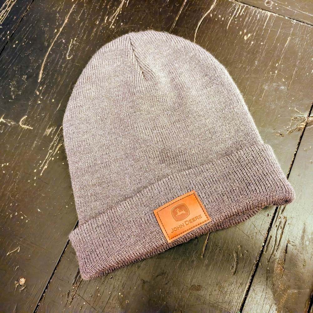John Deere Men's Gray Knit Beanie Hat One Size Winter Snow Outdoors Gorpcore